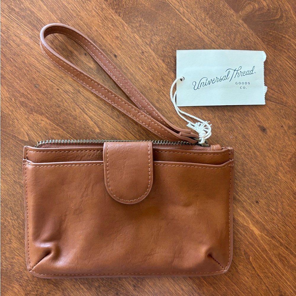 Universal Thread Tan Leather Wristlet Clutch